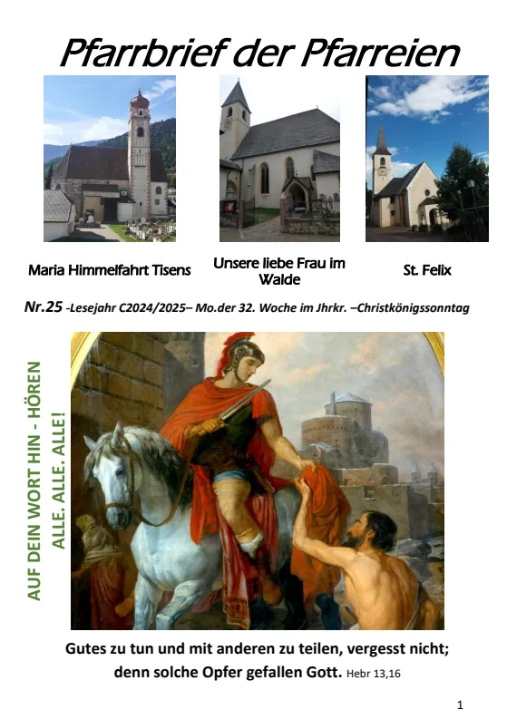 Lettera parrocchiale 10.11.- 23.11.2025