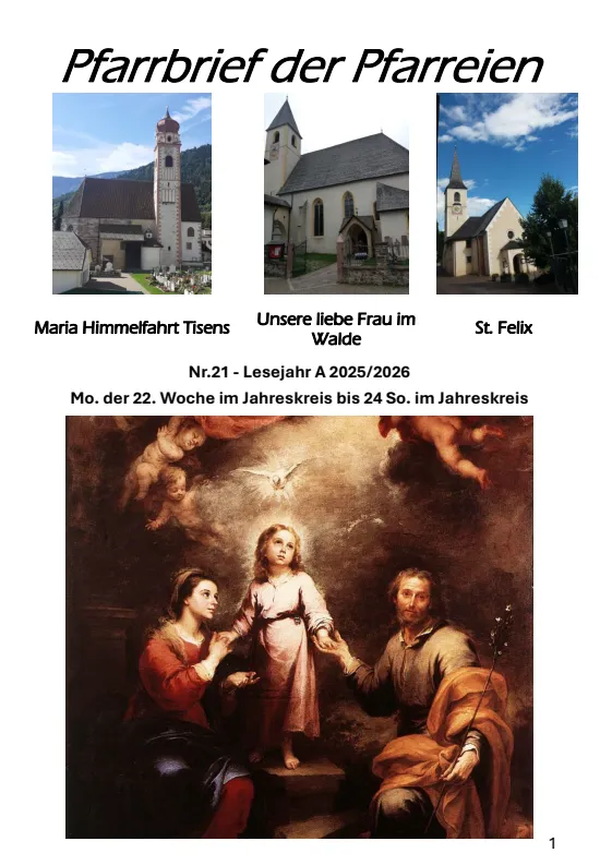 Lettera parrocchiale 31 agosto - 13 settembre 2026 Lettera parrocchiale 31 agosto - 13 settembre 2026